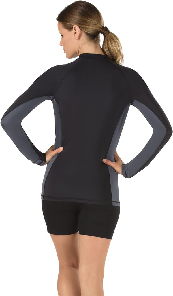 Speedo Womens Uv Swim Shirt Long Sleeve RashguardSpeedo BlackGrey