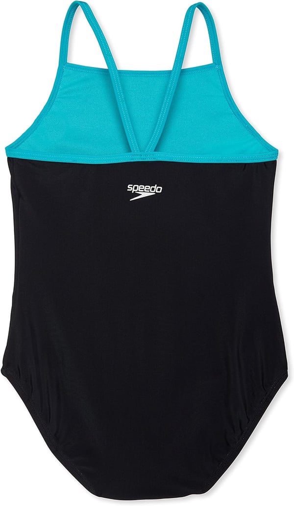 Speedo Girls Swimsuit One Piece Thin StrapsLogo Speedo Black