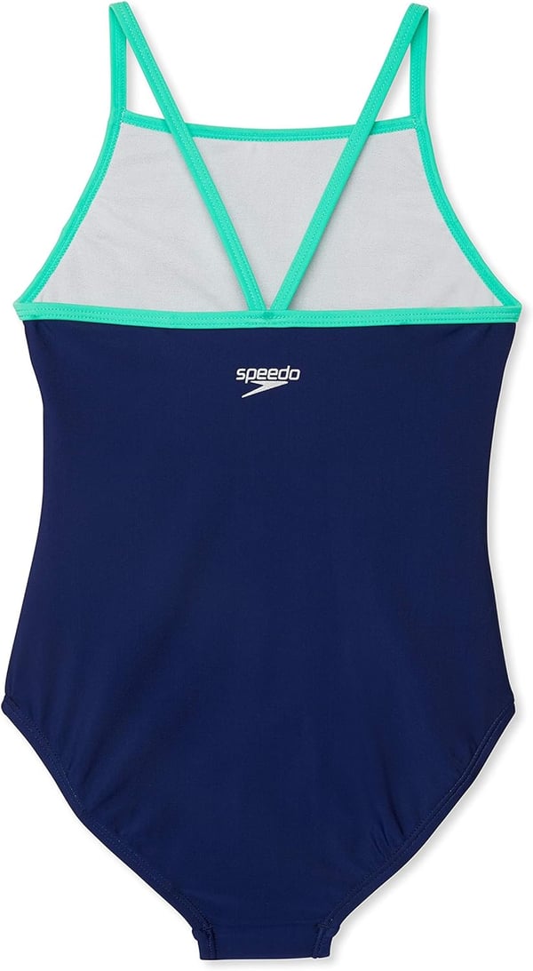 Speedo Girls Swimsuit One Piece Thin StrapsLogo Blue Harmony