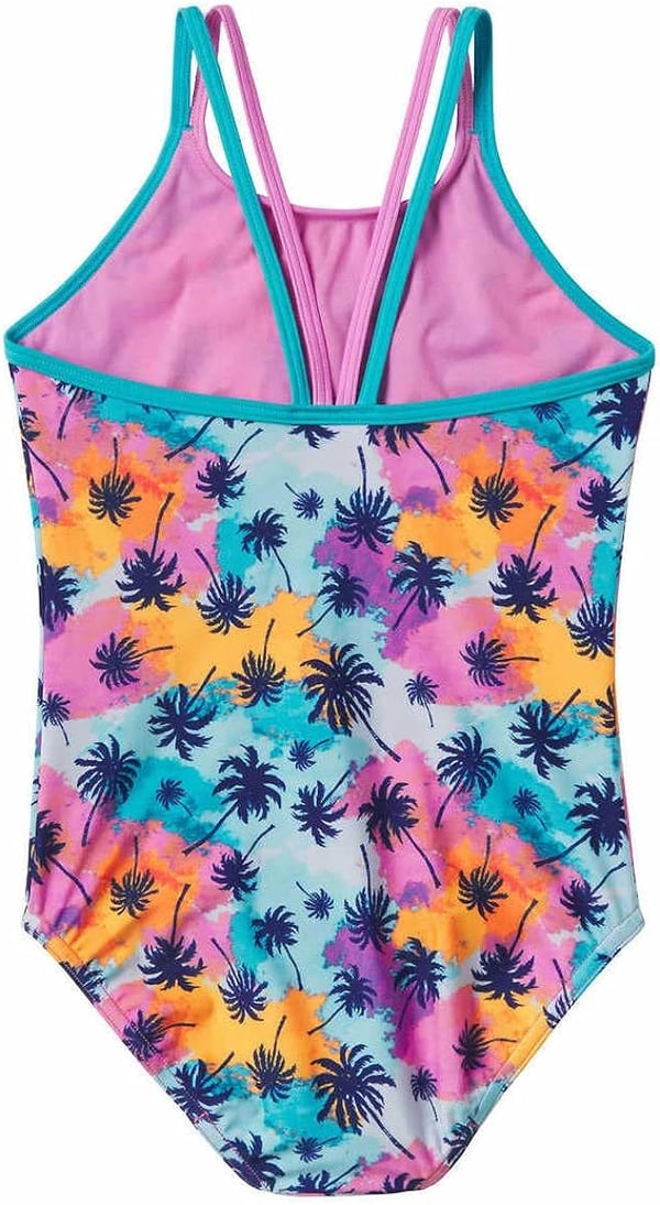 Speedo Girls Thin Strap One Piece SwimsuitMulti Palm