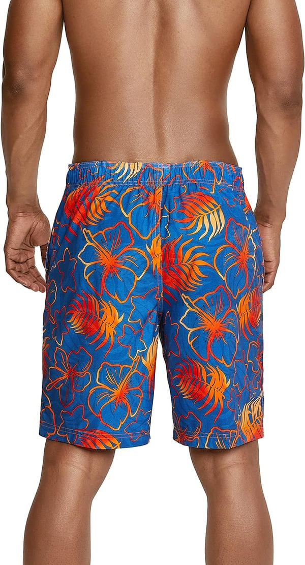 Mens Swim Trunk Knee Length Boardshort Bondi Printed20 Blend Bright Cobalt