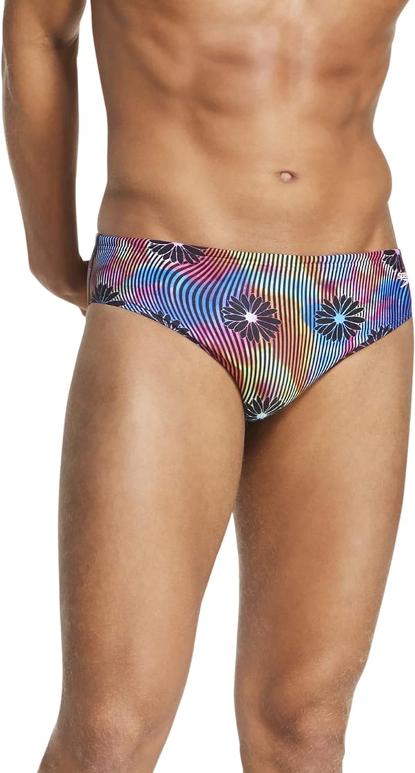 Speedo Mens Swimsuit Brief Endurance Lite Turnz PrintedBlue Lemonade