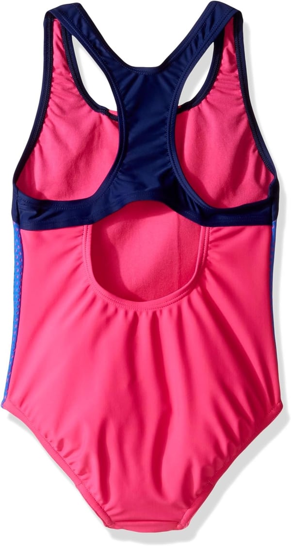 Speedo Girls Swimsuit One Piece Mesh Splice Thick StrapElectric Pink