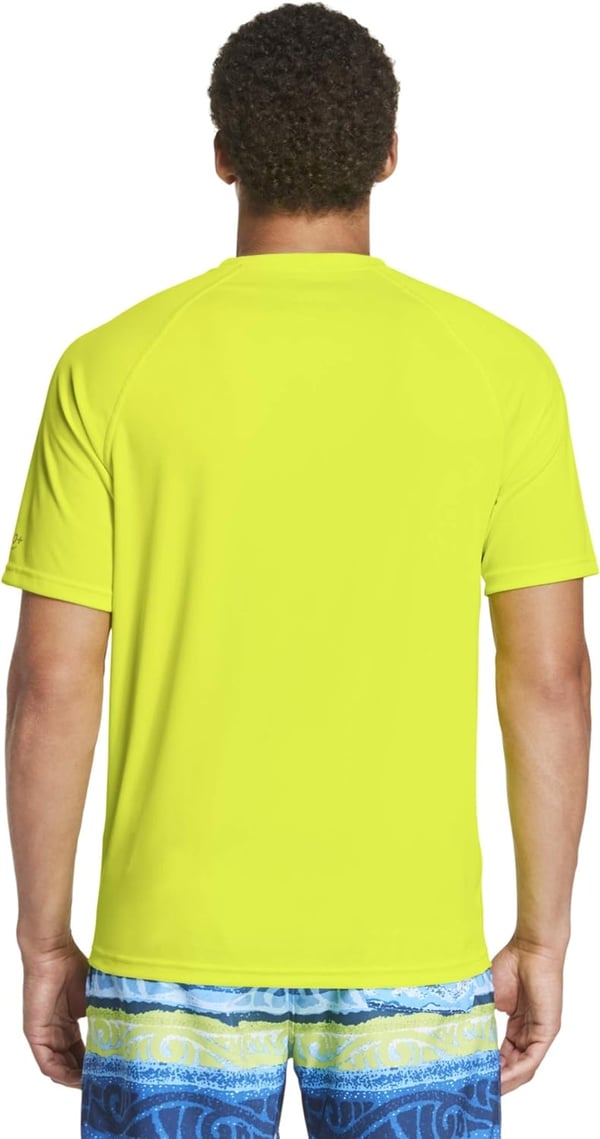 Speedo Mens Uv Swim Shirt Short Sleeve Regular Fit SolidSafety Yellow