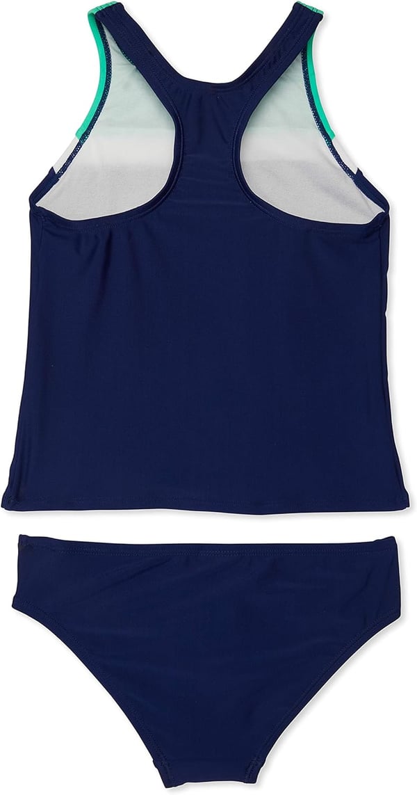 Speedo Girls Swimsuit Two Piece Tankini Mesh Thick StrapBlue Harmony