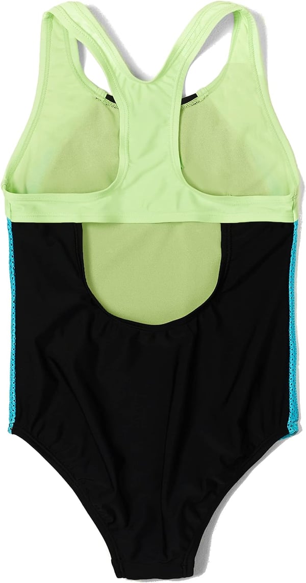 Speedo Girls Swimsuit One Piece Mesh Splice Thick StrapParadise Green