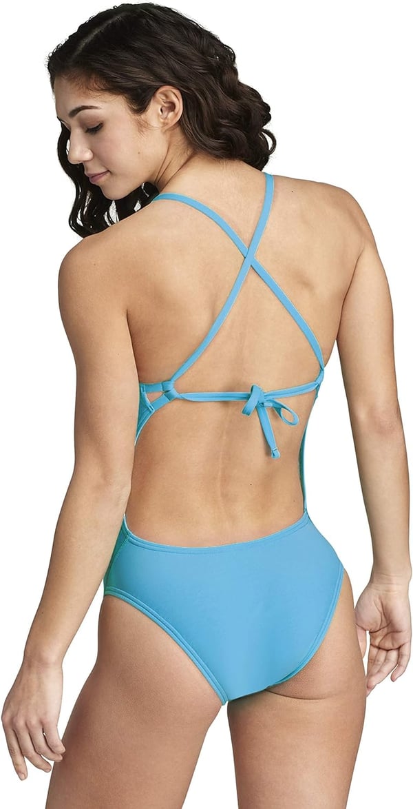 Speedo Womens Swimsuit One Piece Endurance Turnz Tie Back SolidVibrant Turquoise