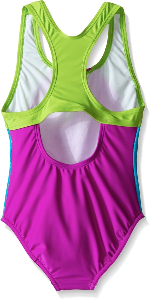 Speedo Girls Swimsuit One Piece Mesh Splice Thick StrapElectric Purple