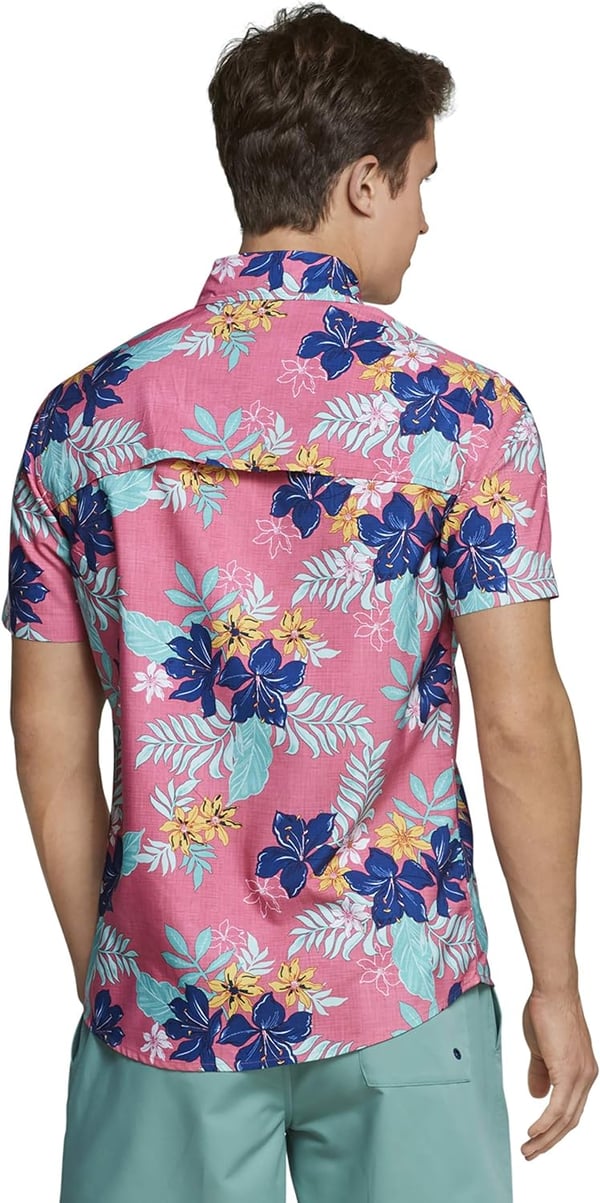 Speedo Mens Uv Swim Shirt Hybrid Button DownFaded Rose