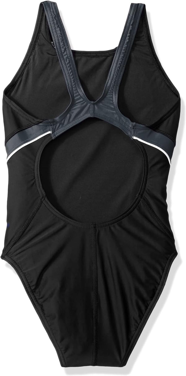 Speedo Big Girls Taper Splice Pulse Back SwimsuitStandard BlackGrey