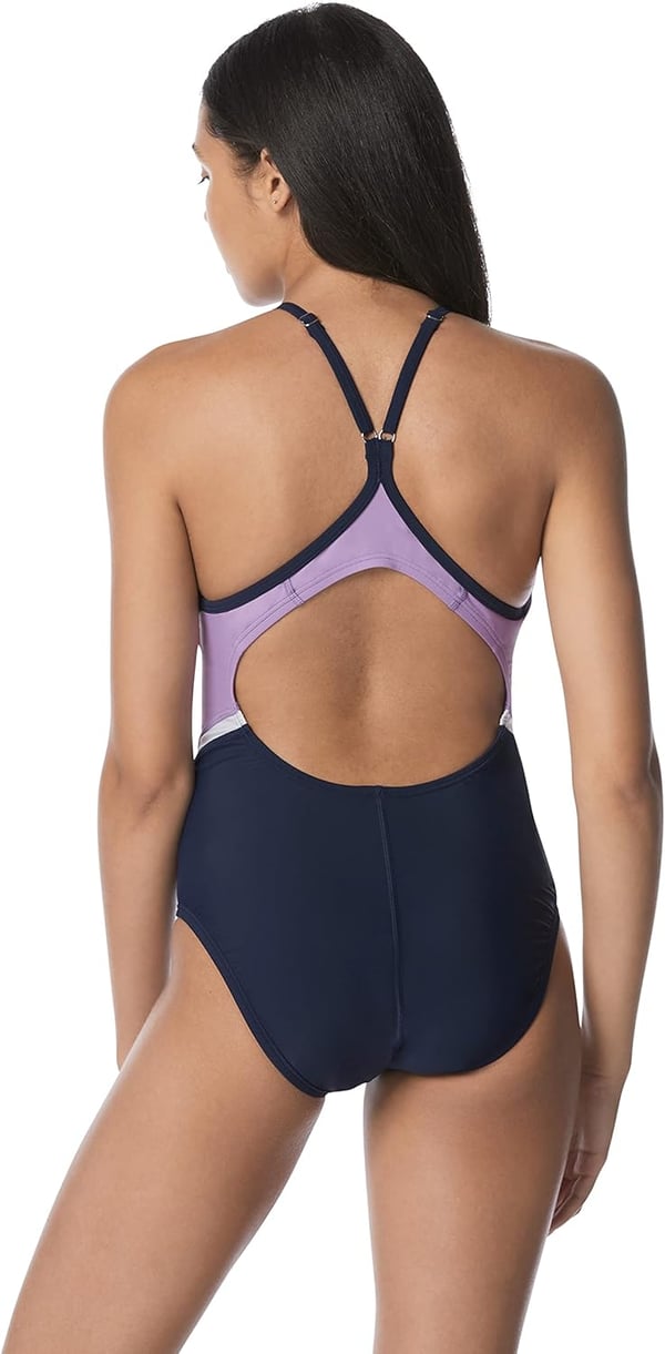 Speedo Womens Swimsuit One Piece Quantum Splice Thin Strap High Cut SolidFusion Peacoat