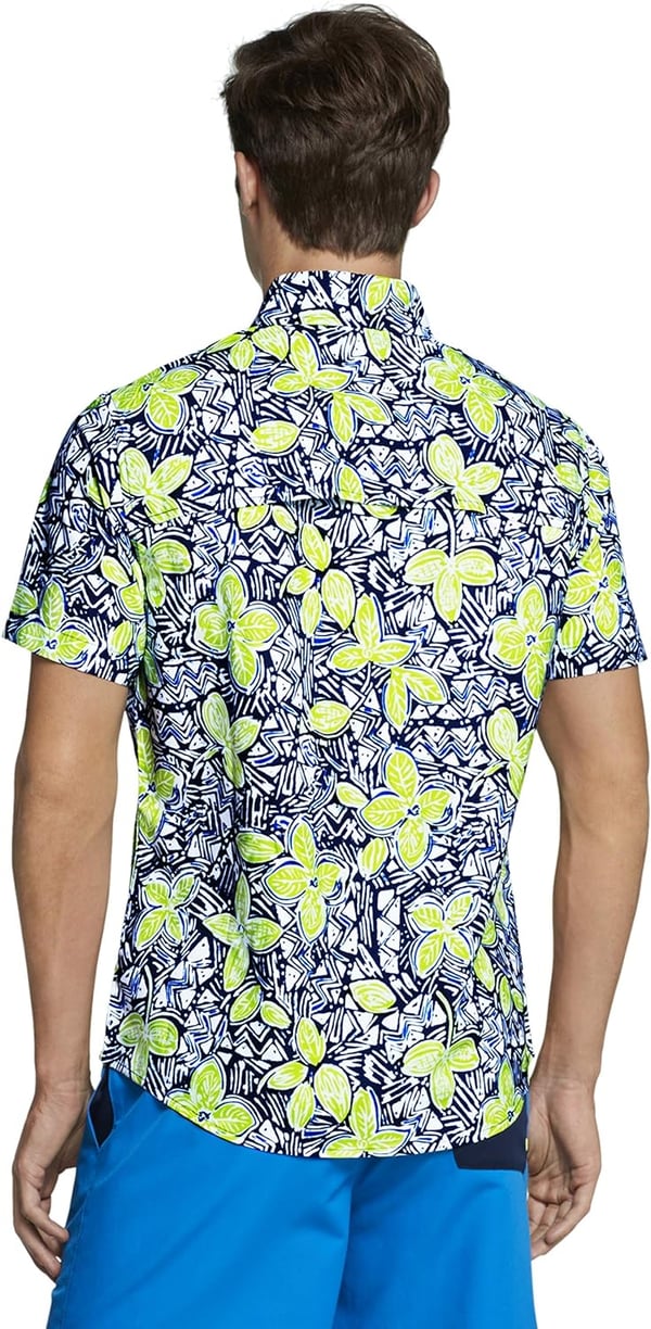 Speedo Mens Uv Swim Shirt Hybrid Button DownSafety Yellow