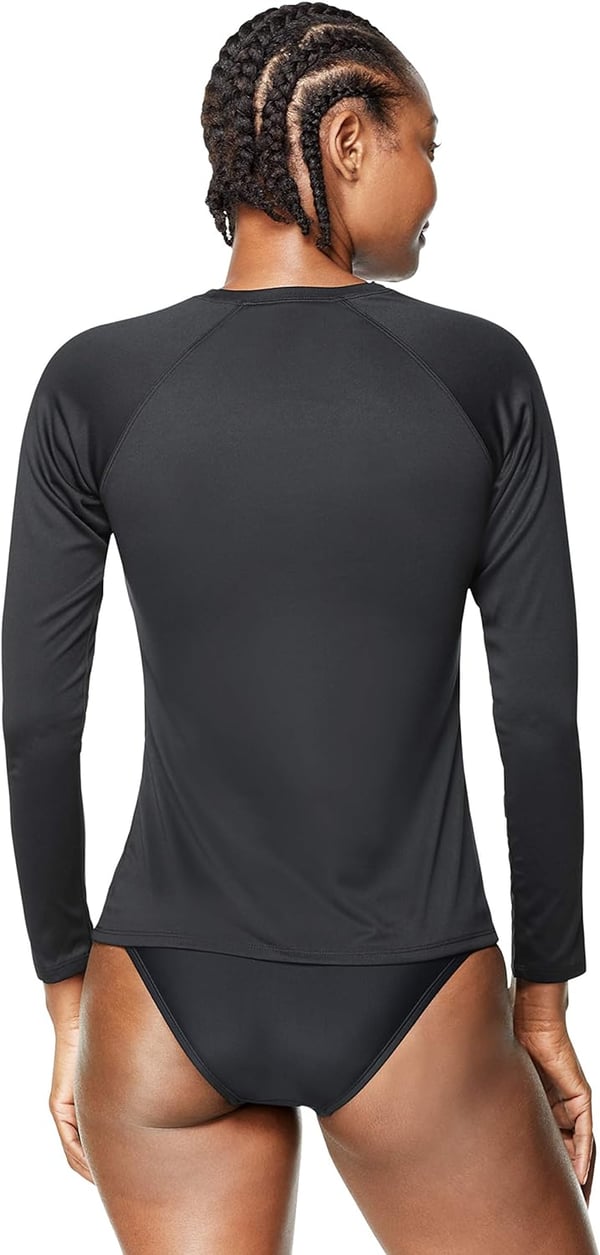 Speedo Womens Uv Swim Shirt Long Sleeve RashguardNew Speedo Black