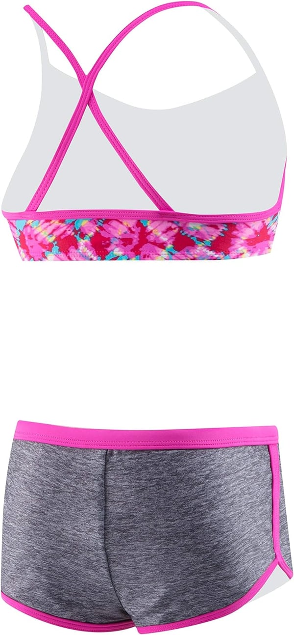 Speedo Girls Swimsuit Two Piece Bikini Boy Short SetPink