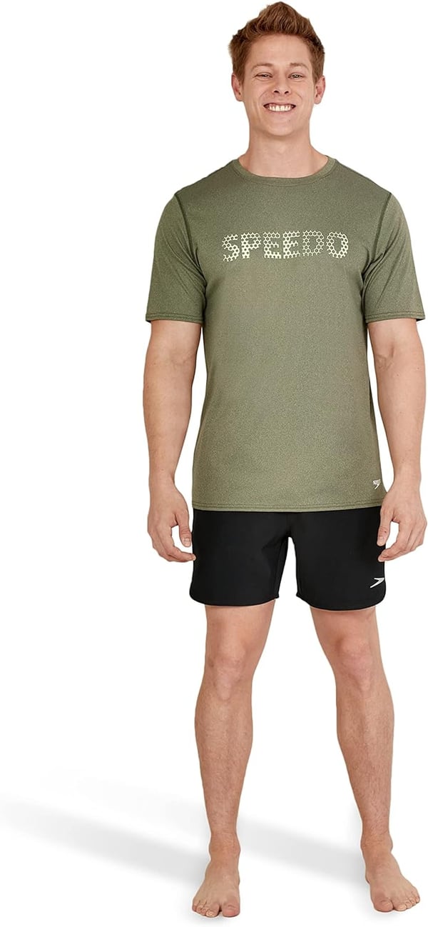 Speedo Mens Uv Swim Shirt Graphic Short Sleeve TeeHexalator Douglas Fir