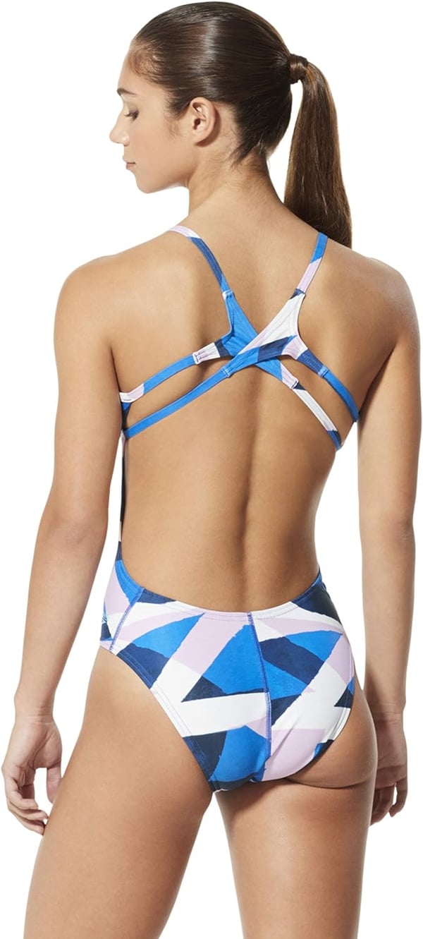 Speedo Turnz Flash BackBluePink Swimsuit One Piece Endurance Lite Flash Back Print  Manufacturer Discontinued