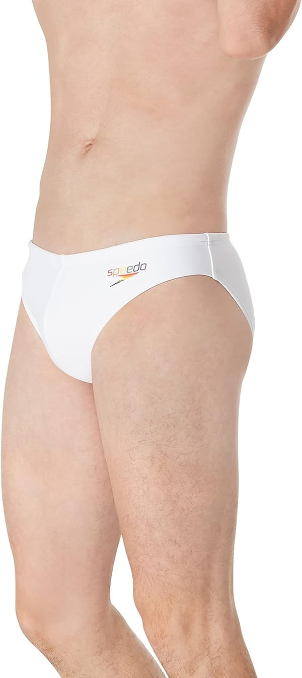 Speedo Mens Swimsuit Brief PowerFlex Eco Solar2023 Pride Bright White