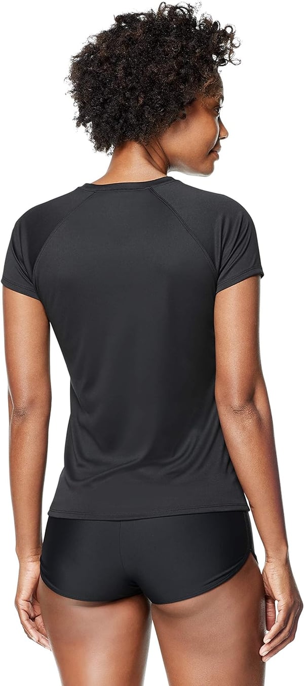 Speedo Womens Solid Short Sleeve RashguardNew Speedo Black