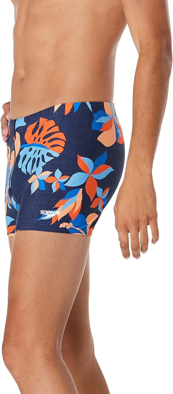 Speedo Mens Swimsuit Square Leg Eco Flex BeachstarFloatable Floral Peacoat