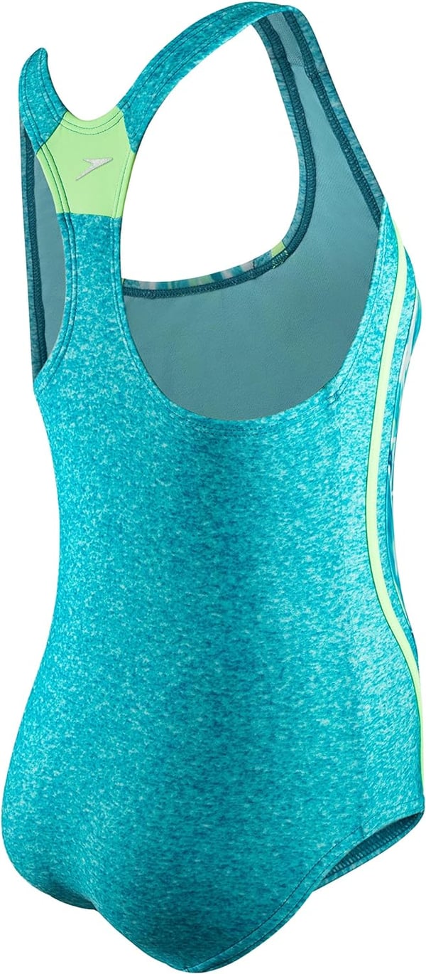 Speedo Girls Swimsuit One Piece Thick Strap Racer Back PrintedCapri Breeze Splice