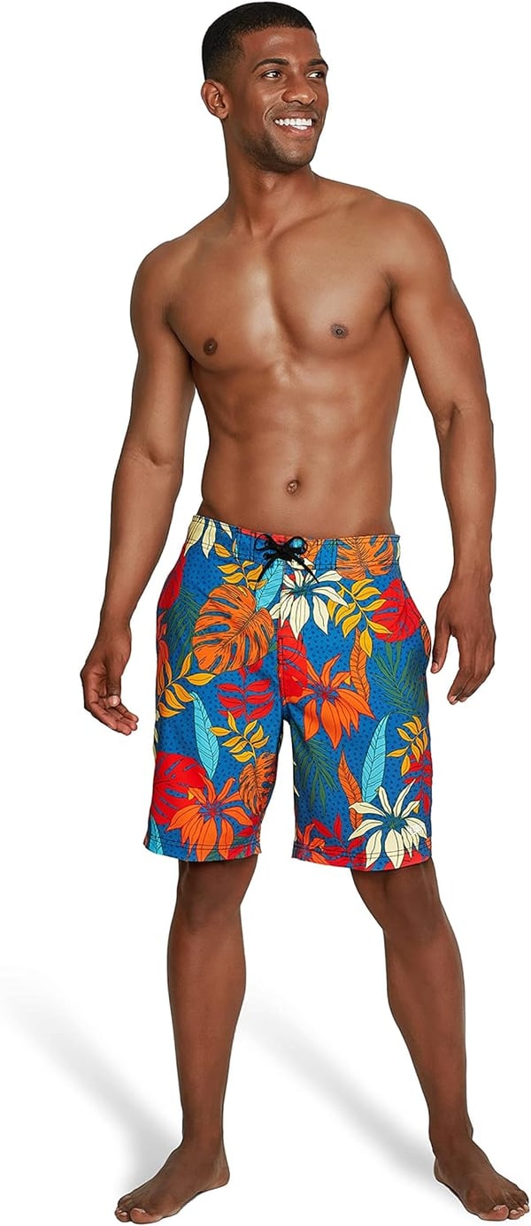 Mens Swim Trunk Knee Length Boardshort Bondi Printed20 Hothouse Vallarta Blue