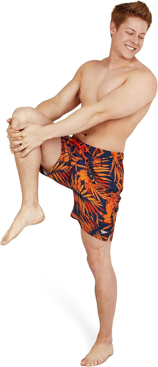 Speedo Mens Swim Trunk Mid Length SeasidePalm Spicy Orange