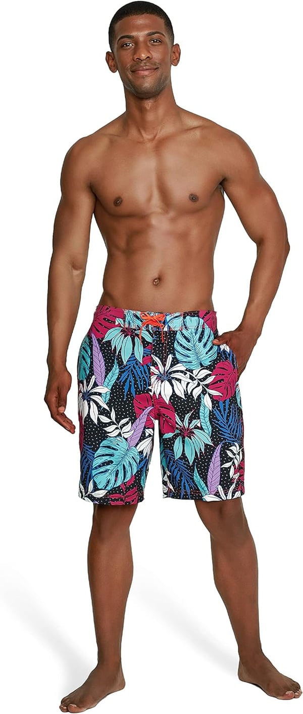 Mens Swim Trunk Knee Length Boardshort Bondi Printed20 Hothouse Anthracite