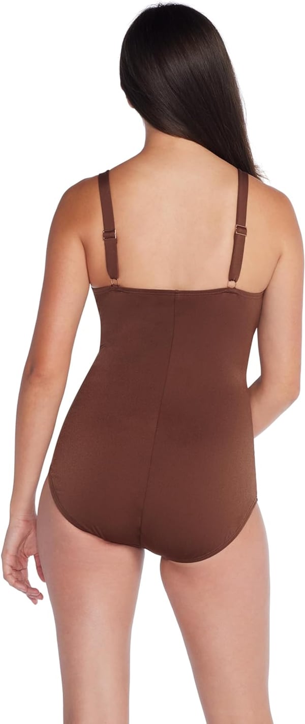 Speedo Womens Swimsuit One Piece Endurance Shirred Tank Moderate CutSimple Brown