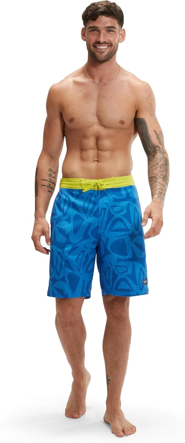 Mens Swim Trunk Knee Length Boardshort Bondi Printed20 Blue Bells