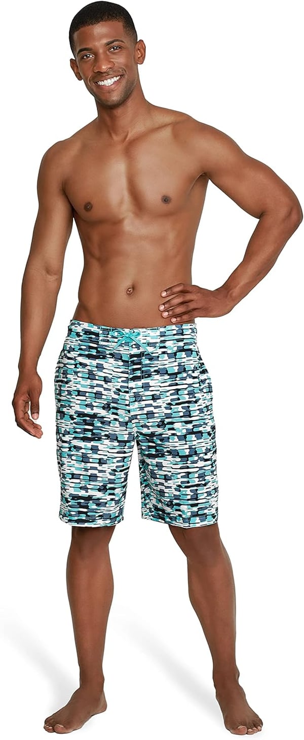 Mens Swim Trunk Knee Length Boardshort Bondi Printed20 Data Porcelain