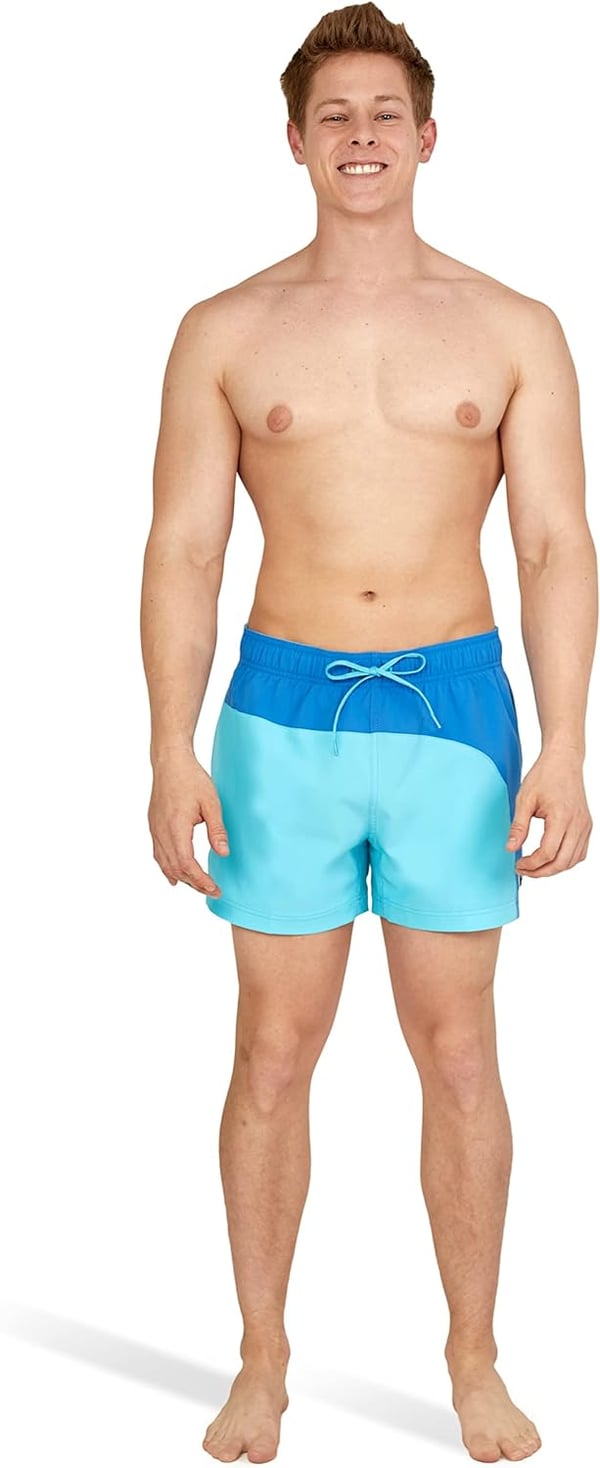 Speedo Mens Swim Trunk Short Length Redondo SolidBlock Blue Atoll