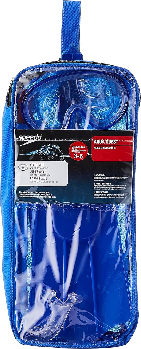 Speedo Aqua Quest Swim Mask Snorkel ampamp Fins SetBlue Ocean