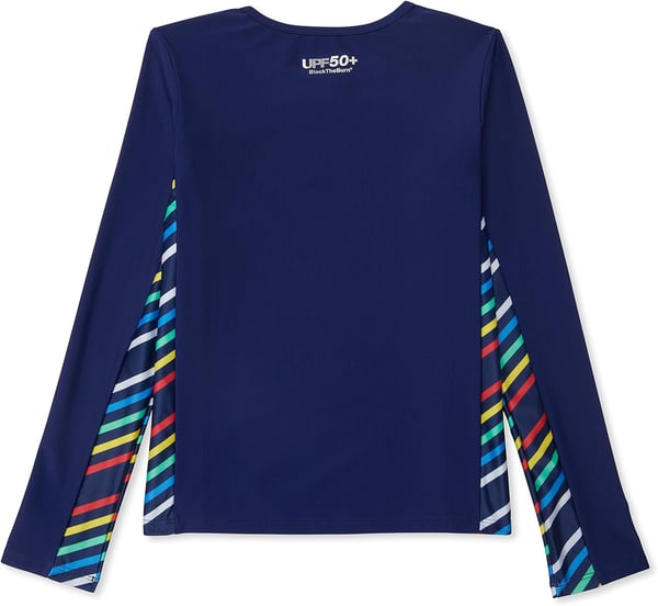 Speedo Girls Uv Swim Shirt Long Sleeve RashguardBlue Harmony Splice