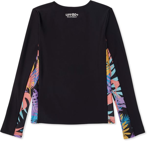 Speedo Girls Uv Swim Shirt Long Sleeve RashguardSpeedo Black Splice