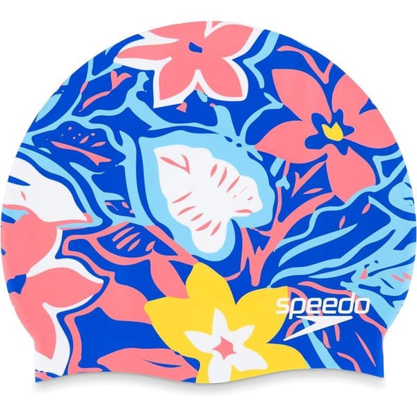 Speedo Swim Cap SiliconeElastomericFloral Dazzling Blue