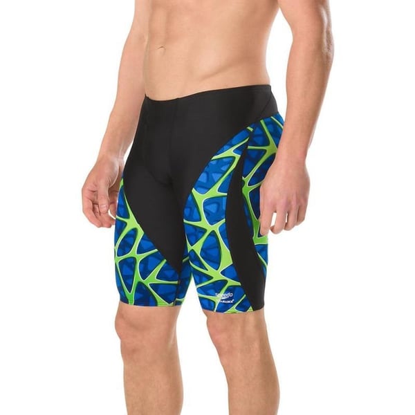 Speedo Mens Caged Out Jammer Endurance SwimsuitSpeedo BlueGreen