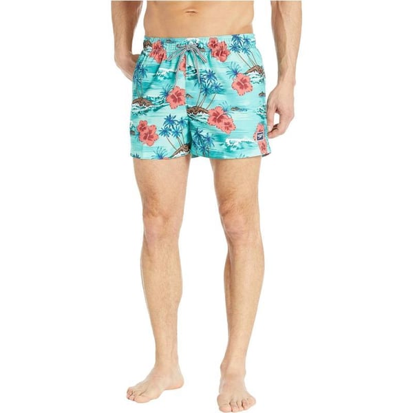 Speedo Mens Swim Trunk Short Length Redondo PrintedOil Blue