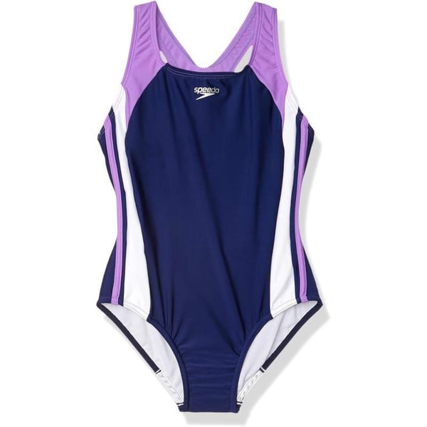 Speedo Girls Swimsuit One Piece Infinity Splice Thick StrapSweet Taro