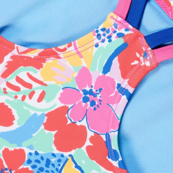 Speedo Girls Swimsuit One Piece Thin StrapsFauve Floral