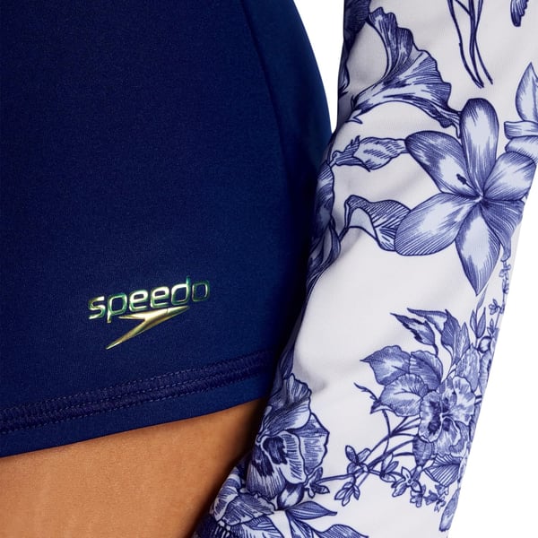 Speedo Womens Uv Swim Shirt Long Sleeve RashguardVoile Print Floral