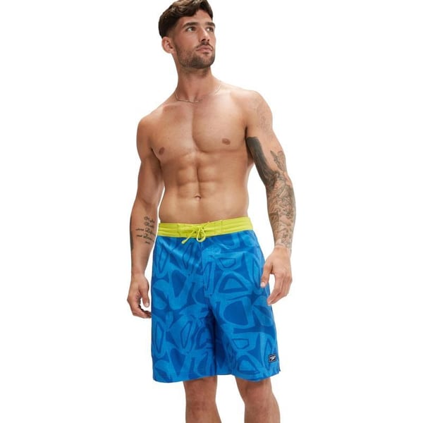 Mens Swim Trunk Knee Length Boardshort Bondi Printed20 Blue Bells