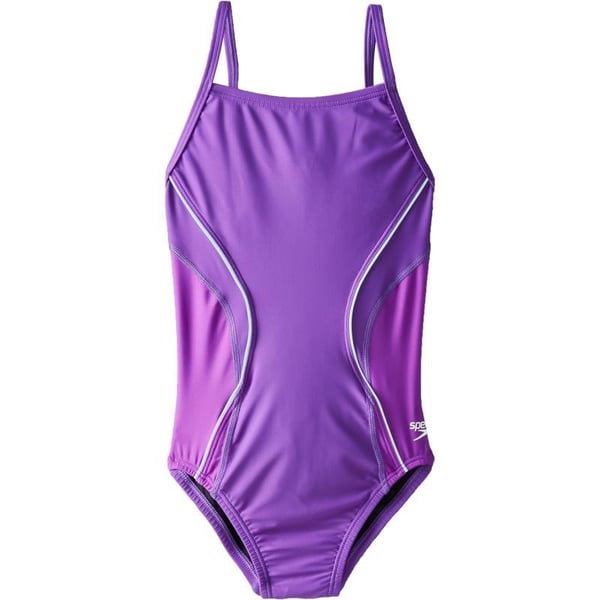 Speedo Big Girls Revolve Splice Energy Back SwimsuitBig Girls Speedo Purple