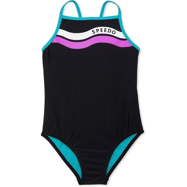 Speedo Girls Swimsuit One Piece Thin StrapsLogo Speedo Black