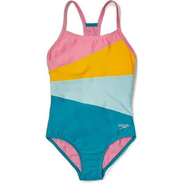 Speedo Girls Swimsuit One Piece Thin StrapsRadiating Enamel Blue