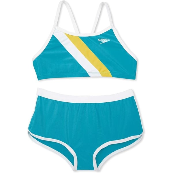 Speedo Girls Swimsuit Two Piece Bikini Boy Short SetCeramic