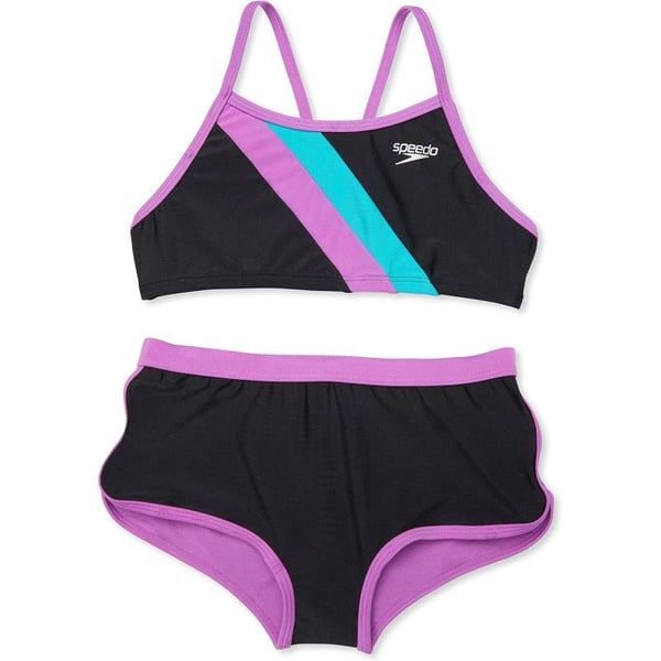 Speedo Girls Swimsuit Two Piece Bikini Boy Short SetSpeedo Black