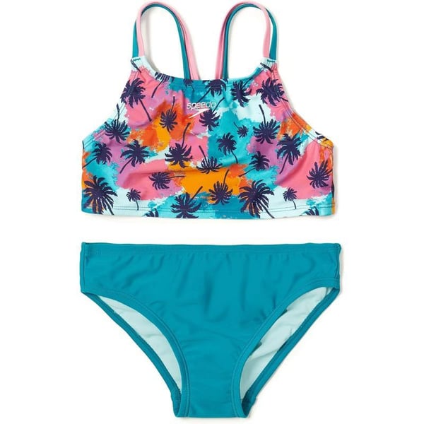 Speedo Girls Swimsuit Two Piece Bikini SetEnamel Blue