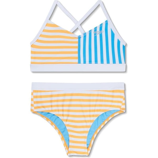 Speedo Girls Swimsuit Two Piece Bikini SetMariner Stripe Mandarin