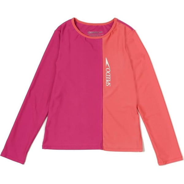 Speedo Girls Uv Swim Shirt Long Sleeve RashguardBlock Rose Violet