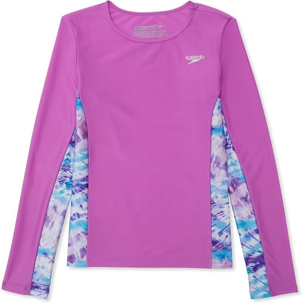 Speedo Girls Uv Swim Shirt Long Sleeve RashguardByzantium Splice